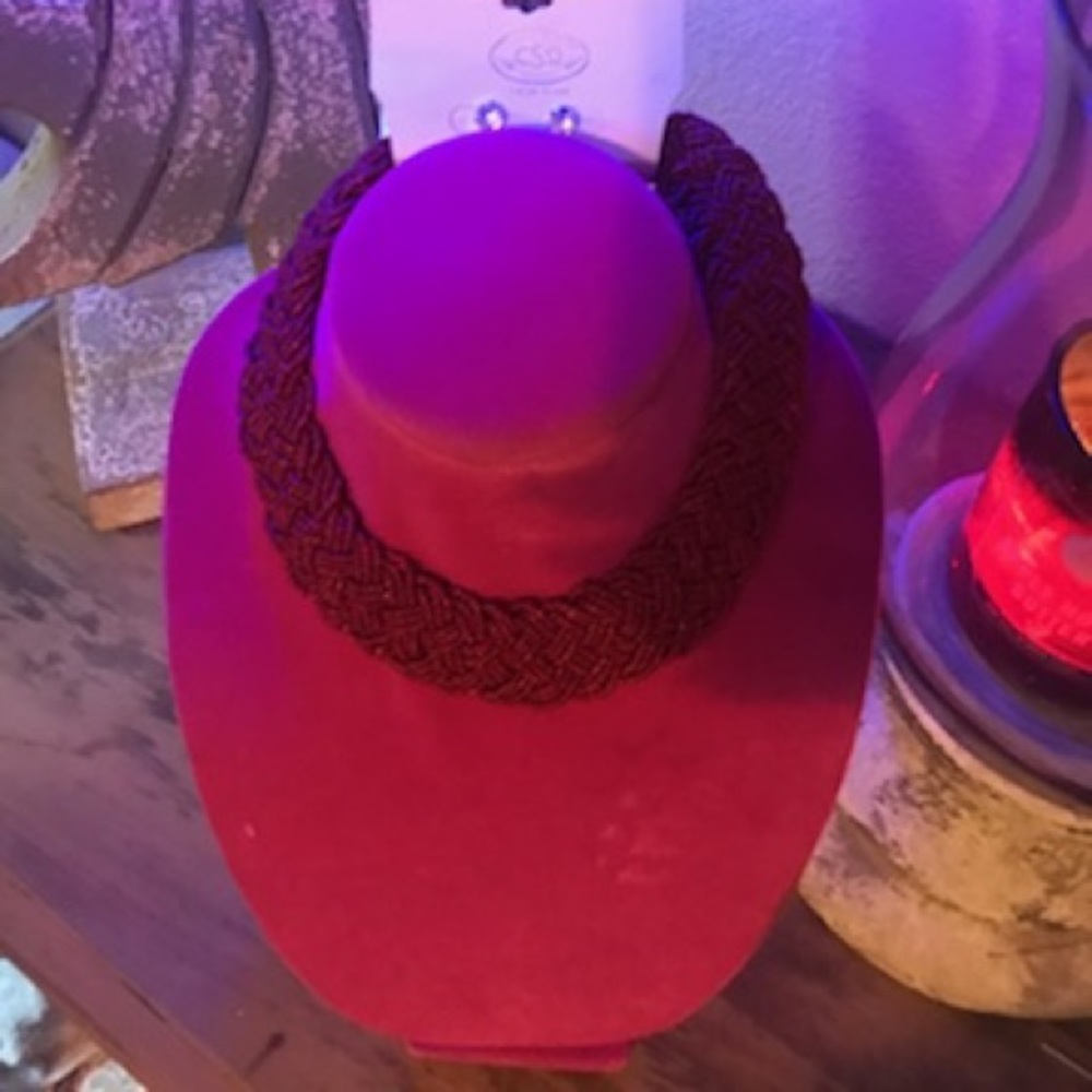 Beaded Necklace and diamond like earnings